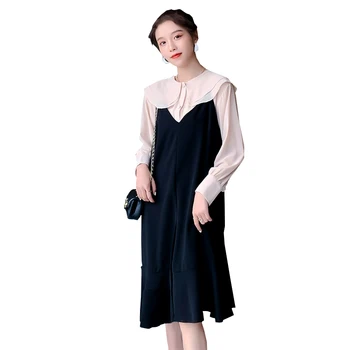 1501# 2021 m. Pavasarį Saldus Motinystės Palaidinė + Diržas Suknelė Rinkiniai korėjos Mados Drabužius Nėščioms Moterims, Elegantiškas Nėštumo Suknelė