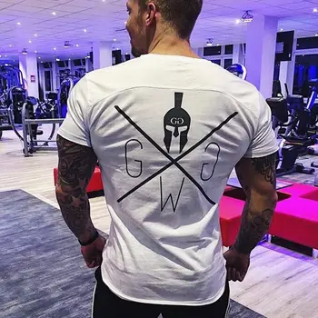 2018 Naujas Vyrų Atsitiktinis Mados Print T-shirt Vasaros sporto Salės, Fitneso Trumpas AXSM02