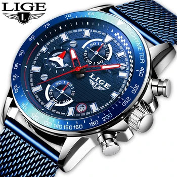 2020 LIGE Vyrai Laikrodžiai Top Brand Prabangių Mados Verslo Kvarco Žiūrėti Vyrų Sporto laikrodis atsparus Vandeniui blue Laikrodis Relogio Masculino