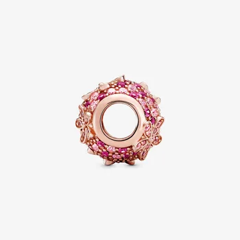 2020 m. Pavasarį Naujas 925 Sterlingas Sidabro Karoliukai Rožinė Nutiesti Daisy Gėlių Pakabukai tinka Originalus Pandora Apyrankės Moterims 