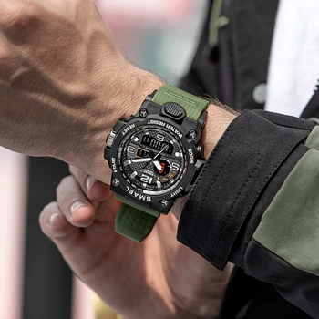 2020 Sporto Laikrodžiai Vyrams SMAEL Prekės Armijos Žalia Vyrų Kariniai Laikrodžiai Vandeniui Atsparios Smūgiams LED Ekranas, Laikrodis 1545D