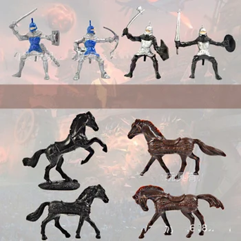 28pcs/set Viduramžių Karinės Karo spalva Kariai Senovės kavalerijos mūšis žirgais, vežimais statinio Karinės duomenys Modelis, Vaikų Dovanų