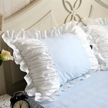 2vnt mėlyna/rožinė pagalvės užvalkalą Europos princesė pynimas pagalvę padengti rankų darbo raukšlių pagalvių užvalkalai namų tekstilės pagalvę pseudo nr. core