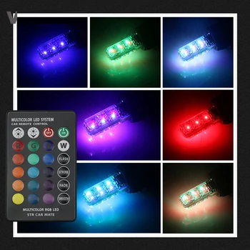 2x T10 W5W Automobilių RGB Šoninis apšvietimas Mirksi Lemputė+Nuotolinio valdymo pultelis Skirti 