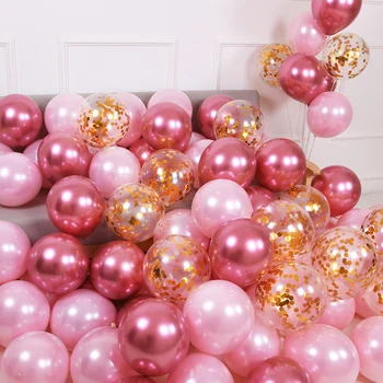 30pcs Metallic Balionai Pink Rose Aukso Balionų, Konfeti Nustatyti Vestuvių, Valentino Dienos, Gimtadienio Dekoracija Vaikų Naudai