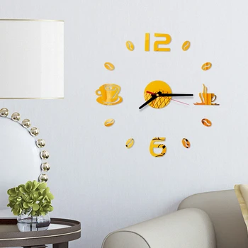 3D Veidrodis, Sieninis Laikrodis Modernaus Dizaino Kvarcinius Sieninis Laikrodis Lipni Šiuolaikinės Išjungti Akrilo Meno Analoginis Virtuvė 