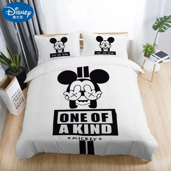 3Pcs Disney Balta Mickey Minnie Mouse Patalynės Komplektai Suaugusiems Twin Visą Karalienė, Karalius Miegamojo Puošmena Antklode Padengti Nustatyti Užvalkalas