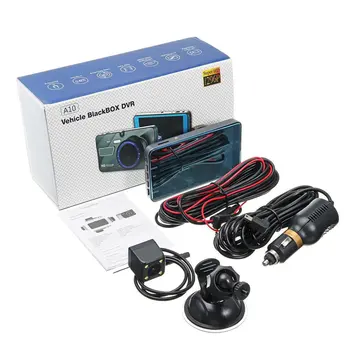 4 colių Automobilių DVR Brūkšnys Kamera Galinio vaizdo Dual Camera, Vaizdo 1080P Full Ciklo Įrašymo Naktį, G-sensorius 170 Plataus Kampo