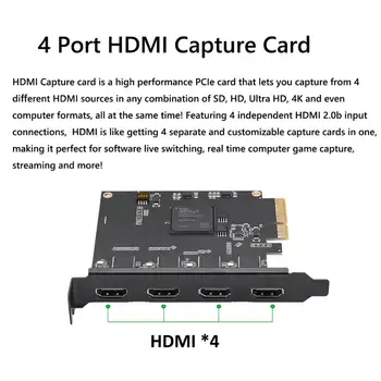 4 Kanalų Pcie HDMI, HD Vaizdo įrašymo Plokštę Konferencija OBS VMIX Programinės įrangos Direktorius MShow Live Transliacijos Adapteris Quad Uostuose