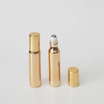 48pcs/daug 10ml aukso/sidabro roll ant kvepalų buteliuko, 10cc eterinis aliejus rollon butelių/ perliniu-blizgesio stiklo roller bakas