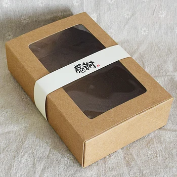 50pcs Tuščią Kraft Popieriaus Dėžutė su Langas didelis, kraft popierius dovanų dėžutės su aiškiai langą