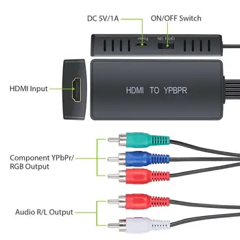 5RCA RGB Component YPbPr Vaizdo +R/L Audio Adapteris Keitiklis PS3 360 HDTV Monitorius, Projektorius HDMI suderinamus
