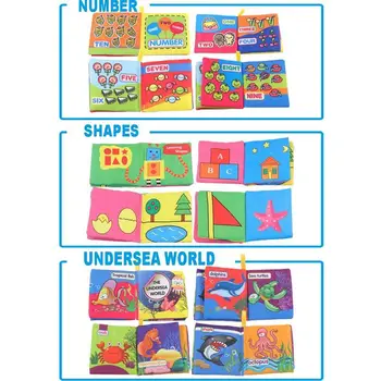 9-Pack Netoksiškas Audinys Kūdikių Audiniu Knygos Pradžioje Švietimo Veiklos, Žaislų, Vingiuoti Audinio Vaikiška Knyga