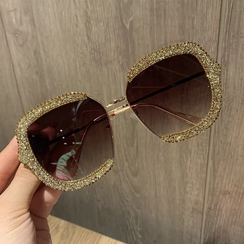 Akiniai nuo saulės Moterims 2020 Naujo Tipo Markės Dizaino Negabaritinių Prabangus Diamond Aikštės Atspalvių saulės akiniai vyrų óculos De Sol Femme