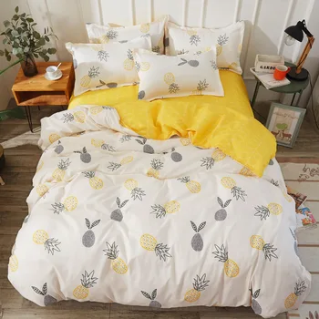 Animacinių filmų geltona ananasų lovos užvalkalai mielas patalynės komplektas namų Tekstilės antklode padengti lova lapas antklodė padengti vaikas karalienė king size