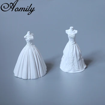 Aomily 3D Vestuvių Suknelė Formos Silikoninės Formos Tortas Šokolado Pelėsių Vestuvių Tortas Dekoravimo Priemonės, Minkštas Sugarcraft Kepimo Formų
