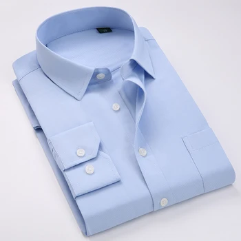Aukštos kokybės klasikinės ruoželiniu vyrų socialinės marškinėliai ilgomis rankovėmis reguliariai tinka atsitiktinis plius dydis 5xl suknelė marškinėliai