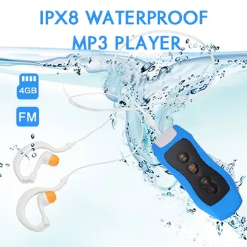 Aukštos Kokybės Mp3 Grotuvas 4GB IPX8 Vandeniui Plaukimo MP3 Vasaros Nardymo Lauko Sporto FM Radijas, Muzikos Leistuvas Su Ausinių