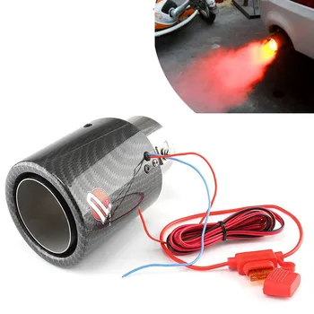 Automobilio LED dujų Išmetimo Duslintuvo Patarimas Vamzdis Raudona/Mėlyna Šviesa Degančių Tiesiai Automobilių Modifikuoti Vieno Lizdo Išmetimo Vamzdžio Uodega Gerklės Universalios