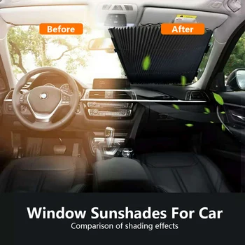 Automobilio priekinio Stiklo, Ištraukiama Anti-UV Automobilių susukamos Automobilių Priekiniai Saulės Blokas Auto Galinio Lango Sulankstomas Užuolaidų 70cm skėtį nuo saulės