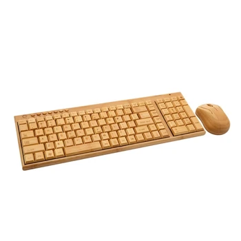 Bambuko Klaviatūra, Pele Wireless Combo Komplektas Nešiojamas PC Office USB Plug ir Play ,Gamtos Pelės, Klaviatūros Naujovė dovanos