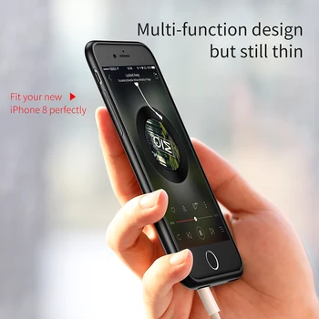 Baseus 3in1 Garso Atveju iPhone 8 7 Plius Coque Sunku, PC Dual Ausinių + Įkrovimo lizdas Galinį Telefono Dangtelį iPhone 7Plus 8Plus