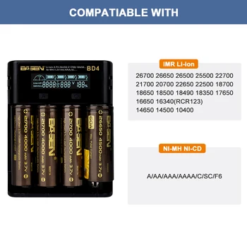 BD4 18650 Baterija, Įkroviklis, 3,7 V/1.2 V 26650 21700 AA/AAA 18650 NiMH li-ion baterija Smart Įkroviklį su 5V/2A Plug