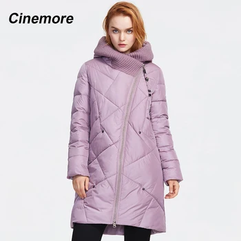 CINEMORE 2020 m. Žiemos naujas atvykimo žiemos paltai moterims su storu medvilnės ilgai mados žemyn striukė moteris gobtuvu negabaritinių užtrauktukas