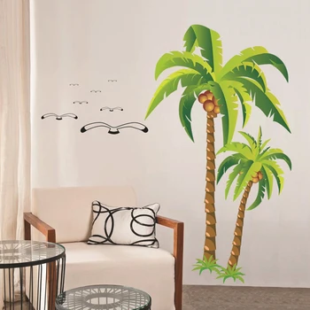Coconut Palmių Lipdukas Atogrąžų Paplūdimio Sienos Lipdukas Kambarį Fone Lipdukas