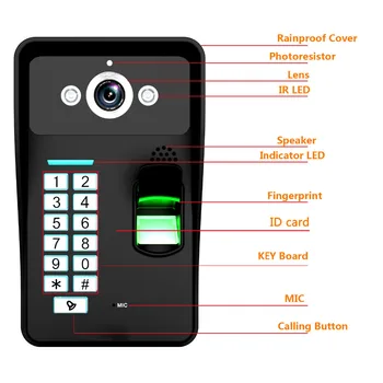 Didmeninė pirštų Atspaudų Atpažinimo WiFi Bevielio Vaizdo Durų Telefonu Skambinti Namo Domofonas Sistema IR RFID Kamera Nemokamas Pristatymas