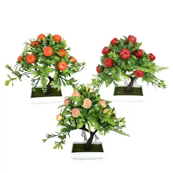 Dirbtinių Gėlių, Augalų Mažų Bonsai Modeliavimas Raudona Obelis Persikų Medis Orange Bonsai Namų, Sodo Puošmena