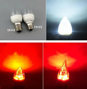E12 / E14 Red / White lotus Žvakių šviesos Buda 1W led energijos taupymo Lempa AC220V x 20