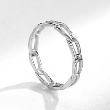 ELESHE 2020 Nauja 925 Sterlingas Sidabro Atidaryti Nuorodą Žiedai Juosta Retro Pynimo Kryžiaus Susieti Grandinės Piršto Žiedą, Moterims Fine Jewelry