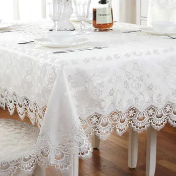 Europoje prabangių siuvinėta staltiesė balta lentelė valgomasis stalas padengti staltiesė gėlių Nėriniai naktiniai TV spintelė dulkių šluoste HM1038