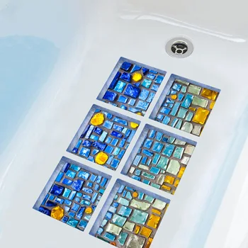 Funlife 3D Vonia Lipdukai,Mėlyna Mozaikos Anti-Slydimui atsparus Vandeniui lipnios Vonia, Decal,Dušas, Vonia, Vonios Kilimėliai Vaikas Nuimamas