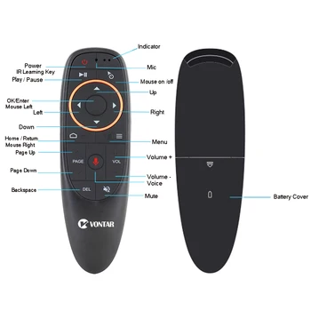 G10 Balso Nuotolinio Valdymo 2.4 G Bevielio Oro Pelė, Nuotolinio valdymo pultelis su Mic Giroskopas Android TV Box/X96 mini/T9/H96 Max/TX6