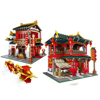 Garsaus Chinatown blokai senovės Architektūros modelis surinkti švietimo žaislai, dovanos vaikams