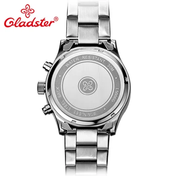Gladster Japonijoje Miyota Chronograph Analoginis Žiūrėti, Juoda, Nerūdijančio Plieno, Vyrų Kvarcinis Laikrodis Safyro Stiklas Šviesos Vyrų Laikrodis