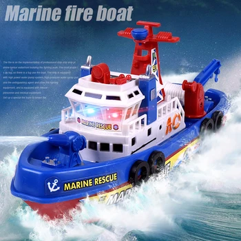 Greitas Greičio Valtis Muzikos, Šviesos, Elektros Jūrų Gelbėjimo, Gaisro Gesinimo Valtis Žaislas Chlidren Modelis Fireboat Vandens Purškimo Berniukai Dovana