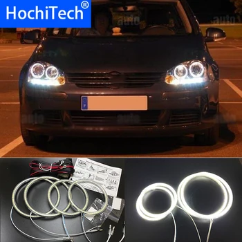 HochiTech Ultra ryškūs SMD baltos spalvos LED angel eyes halo žiedas rinkinys, šviesos važiavimui dieną DRL Volkswagen VW golf 5 MK5 2003-2009