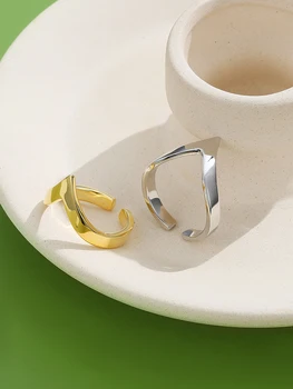 INALIS Autentiški 925 Sterling Silver Wave Geometrinis Atidarykite Reguliuojamas Žiedai Moterims, Vestuvių, Sužadėtuvių Fine Jewelry Naują Atvykimo