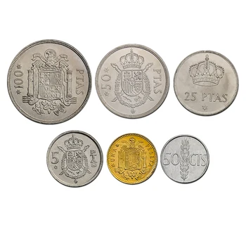 Ispanijos Monetos 1975 M. Europos Naujų Originalių Monetų 6 Gabalus Nustatyti, Kolekcines Edition Nekilnojamojo Retas Unc Carlos Sosto Proginės Monetos