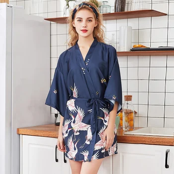 Juoda 2019 Moterų Vasaros Trumpas Chalatas, Yukata Lady Viskozė Mini Kimono Vonia Suknelė Pižamą Sleepwear Sleepshirts Pijama Mujer M-XXL