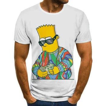 Karšto 3D Anime Simpson Atsitiktinis Moterų ir Vyrų T-shirt Vasarą Naujas Įdomus Harajuku Gatvės Hip-Hop 3DT Marškinėliai Mados Trumpas Rankovės