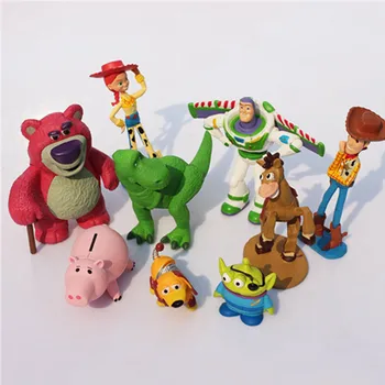 Karšto Pardavimo Disney Toy Story 3 9pcs/set 3-9cm Sumedėjusių Buzz Jessie PVC Veiksmų Skaičiai Mielas Žaislai, Lėlės Vaikams Gimtadienio Žaislai Geriausių Dovanų