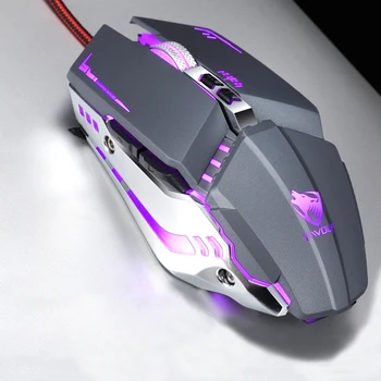 Kompiuterio, nešiojamojo kompiuterio ergonomika žaidimas 7key pelės laidinio profesinės reguliuojamas makro programavimas built-in LED spalvų šviesos išjungti pelės