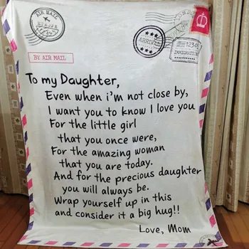 Laiškas Mano Dukra Išreikšti Meilę Antklodė 3D Spausdinimo flanelė Antklodę ant Lovos Namų Tekstilė, Kalėdų, Gimtadienio Dovana Antklodė