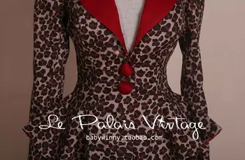 Le Palais Derliaus elegantiškas retro Seksualus Leopard kontrasto spalvų juosmens kailis pieštuku sijonas kostiumai/rinkiniai stora slydimo