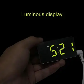 LED Daugiafunkcinis Veidrodis, Laikrodis Skaitmeninis Signalo Atidėjimo Laiko Rodymas Naktį LCD Šviesos Stalas Desktop USB 5v/Ne Baterija Namų Dekoro