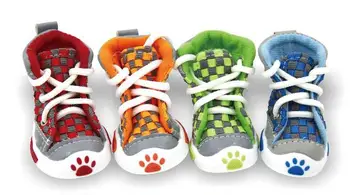 Mados 4pcs/set šunelis batai mažų šunų mažylis batai leteną stiliaus pynimo medvilnės pigūs šuo vasaros sporto batai maži augintiniai 4colors